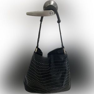 Black handbag with gold stud detail